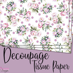 Papel De Seda Acuarela romántica peonías rosadas patrón de punto
