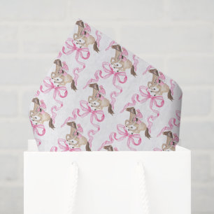 Papel De Seda Acuarela Rosa Derby Caballo Montando y Lazos