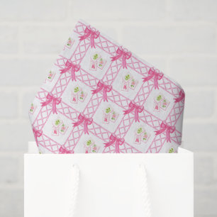 Papel De Seda Acuarela Rosa y Verde Bow Mahjong