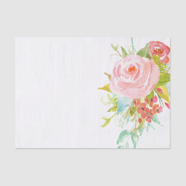 Papel De Seda Acuarela rosada de los rosas (Anverso)