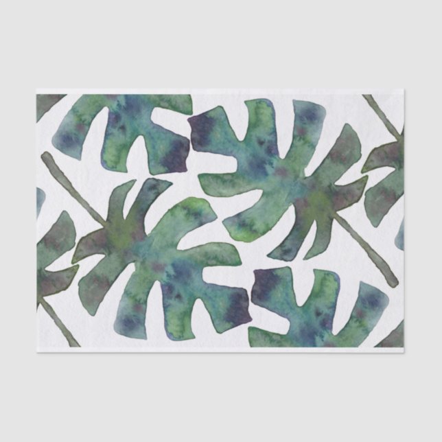 Papel De Seda Acuarela Rústica Palm deja Tropical (Anverso)