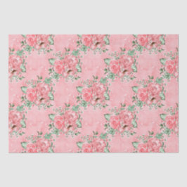Papel De Seda Acuarela shabby chic rosas rosadas y lunares