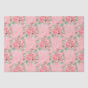 Papel De Seda Acuarela shabby chic rosas rosadas y lunares