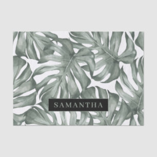 Papel De Seda Acuarela Tropical Oasis Moderno Patrón de hojas