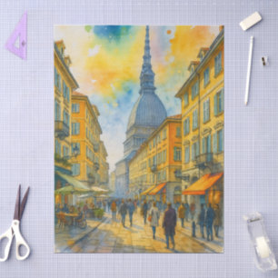 Papel De Seda Acuarela Turín Italia – Mole Antonelliana Ciudad