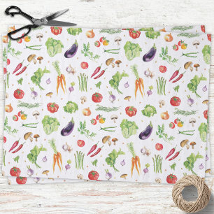 Papel De Seda Acuarela Verduras Frescas Coloridas