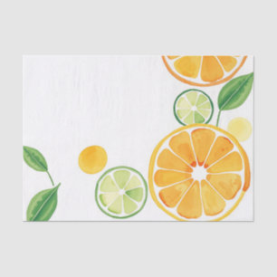 Papel De Seda Acuarela vibrante de cítricos en beige suave