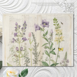 Papel De Seda Acuarela vintage de flores silvestres naturales