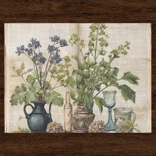 Papel De Seda Acuarela Vintage Flor Silvestre Natural