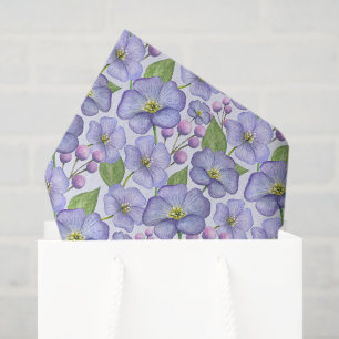Papel De Seda Acuarela Violetas Moradas y Patrón Floral