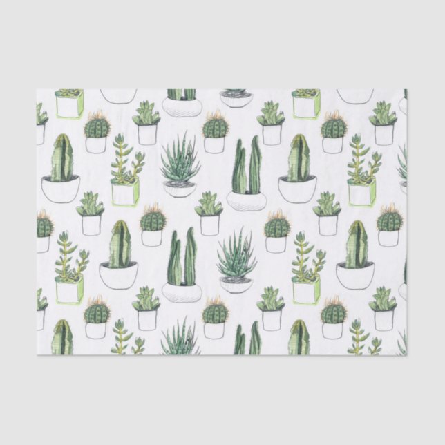 Papel De Seda Acuarela y suculento (Anverso)