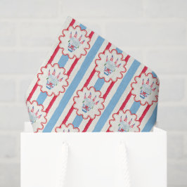 Papel De Seda Acuarelas de Hortensias y Banderas Americanas del 
