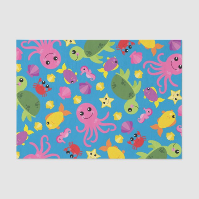 Papel De Seda Acuario de cumpleaños de Fish Sea Ocean Kid (Anverso)