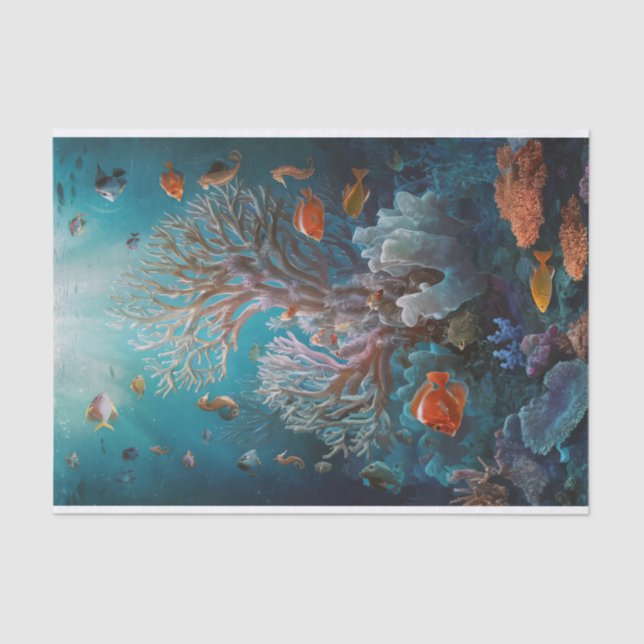 Papel De Seda Acuario Fantasía Tropical, Sueños Subacuáticos (Anverso)