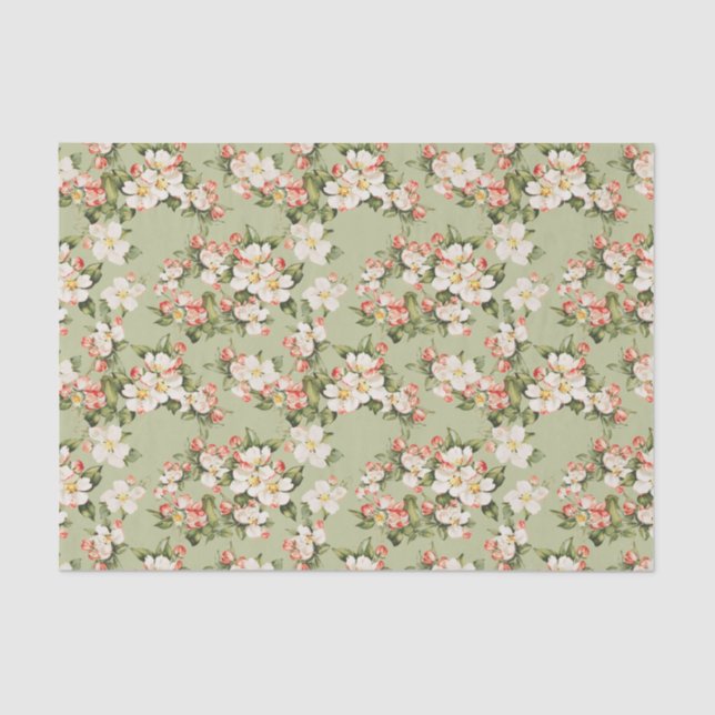 Papel De Seda Adagio Verde Floral Elegante (Anverso)