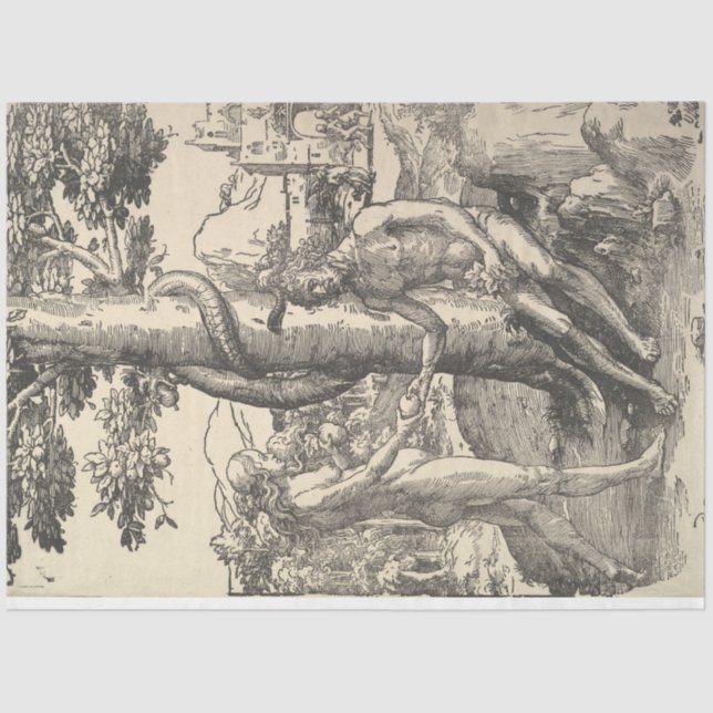 Papel De Seda Adam y Eva: La caída del hombre (Lucas van Leyden) (Anverso)