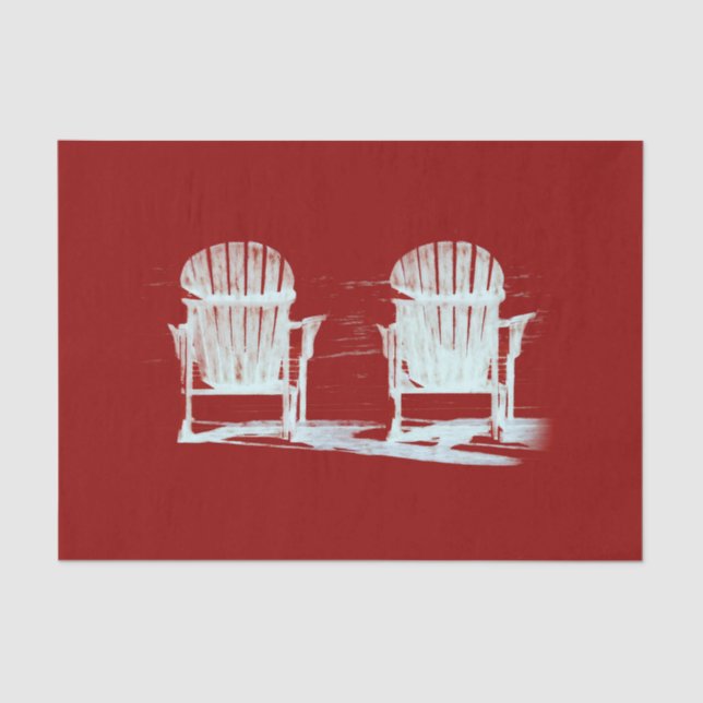 Papel De Seda Adirondack Beach preside el Rústico Blanco Rojo (Anverso)