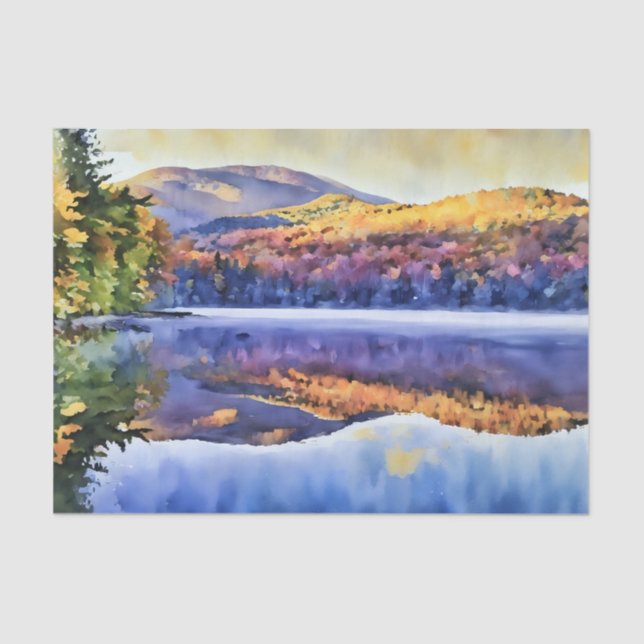 Papel De Seda Adirondacks in the fall Heart Lake Tissue Paper (Anverso)