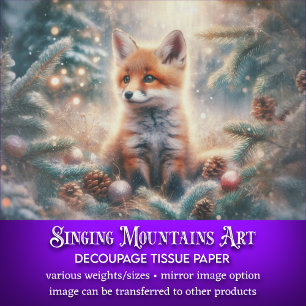 Papel De Seda Adorable Baby Fox Winter Wonderland Decoupage