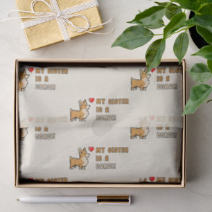 Papel De Seda Adorable Corgi 'Mi hermana es un Corgi!' Crema Cál