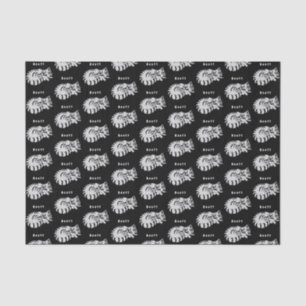 Papel De Seda Adorable etiqueta de nombre de gatito blanco