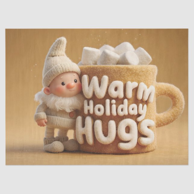 Papel De Seda Adorable Felt Gnome with Marshmallow Mug  (Anverso)