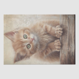 Papel De Seda Adorable Ginger Fluffy Kitten Tissue Paper