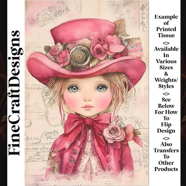 Papel De Seda Adorable muñeca Steampunk, conjunto rosado AM7 Des (Subido por el creador)
