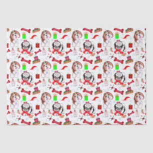 Papel De Seda Adorable patrón continuo de Navidad de Shih Tzu