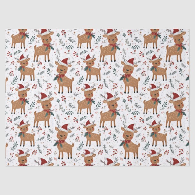 Papel De Seda Adorable Reno Ciervo Navidad (Anverso)