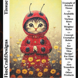 Papel De Seda Adorable Whimsical Ladybug Kitten DA5F Decoupage