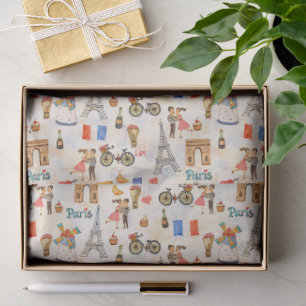 Papel De Seda Adorables motivos de acuarela caprichosa de París