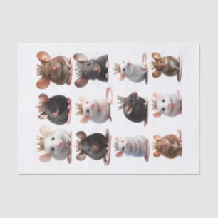 Papel De Seda Adorables príncipes y princesas ratones con corona