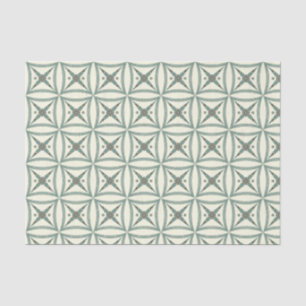 Papel De Seda Adorno mesopotámico cuadrado geométrico azul de