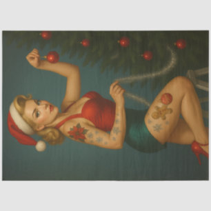Papel De Seda Adorno Retro de Navidad Pin-Up Decoupage
