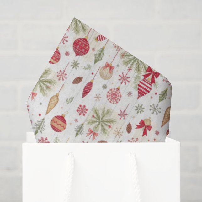 Papel De Seda Adornos Botánicos Navideños Vintage (Bolsa de regalo)