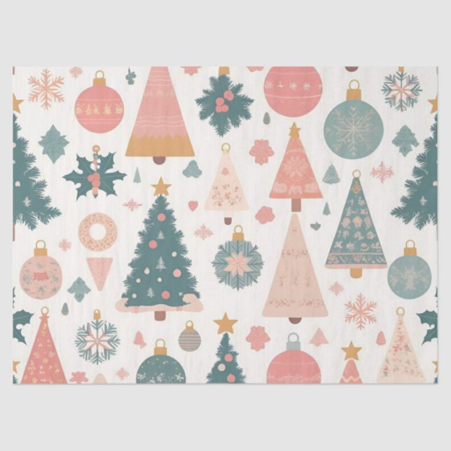 Papel De Seda Adornos de árbol de Navidad pastel navideños (Anverso)