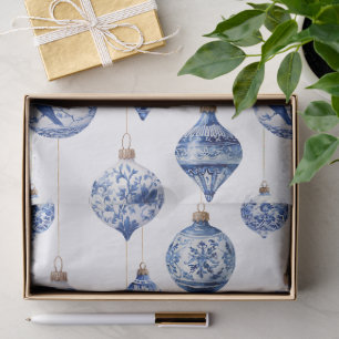 Papel De Seda Adornos de Navidad en Azul y Blanco Chinoiserie