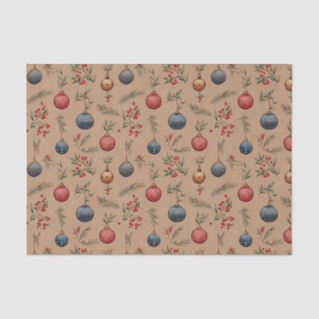 Papel De Seda Adornos de Navidad Marrón  (Anverso)