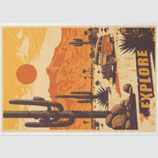 Papel De Seda Afiche de viaje del desierto del Retro Viejo Vinta