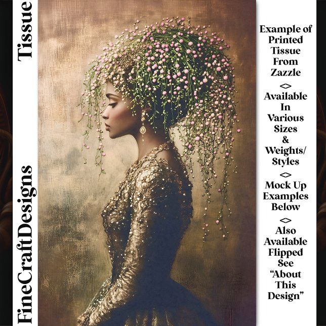 Papel De Seda African American Woman, Floral DW7L Decoupag (Subido por el creador)