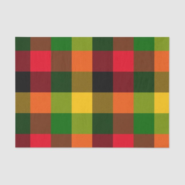 Papel De Seda  African Rasta Reggae Colours Plaid Pattern Design (Anverso)