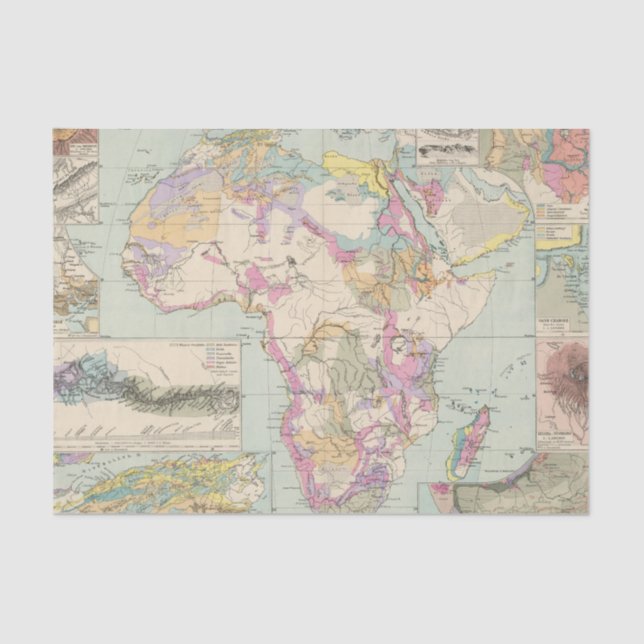 Papel De Seda Afrika - mapa del atlas de África (Anverso)