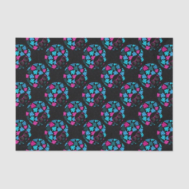 Papel De Seda Afrodiva Turquesa y Rosa Caliente (Anverso)