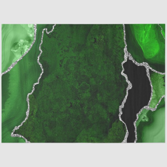 Papel De Seda Agante Purpurina de imitación verde y plateado (Anverso)