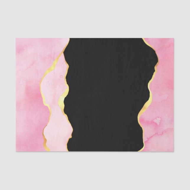 Papel De Seda Agante rosa, negro y oro (Anverso)