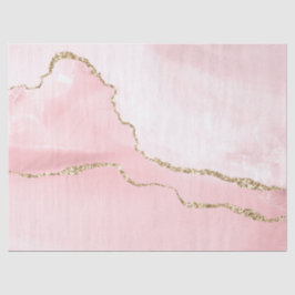 Papel De Seda Agante Rubor rosa con cinta dorada elegante