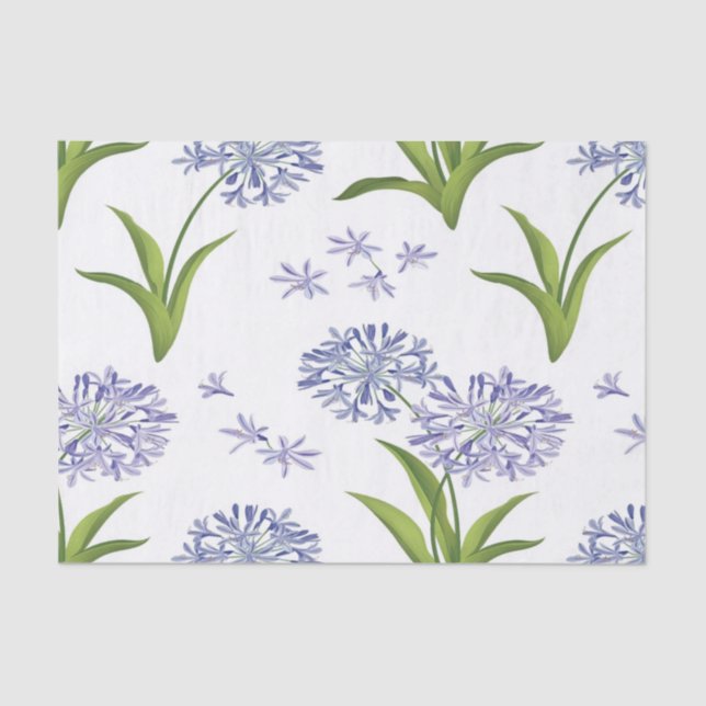 Papel De Seda agapanthus African lily flowers seamless pattern (Anverso)