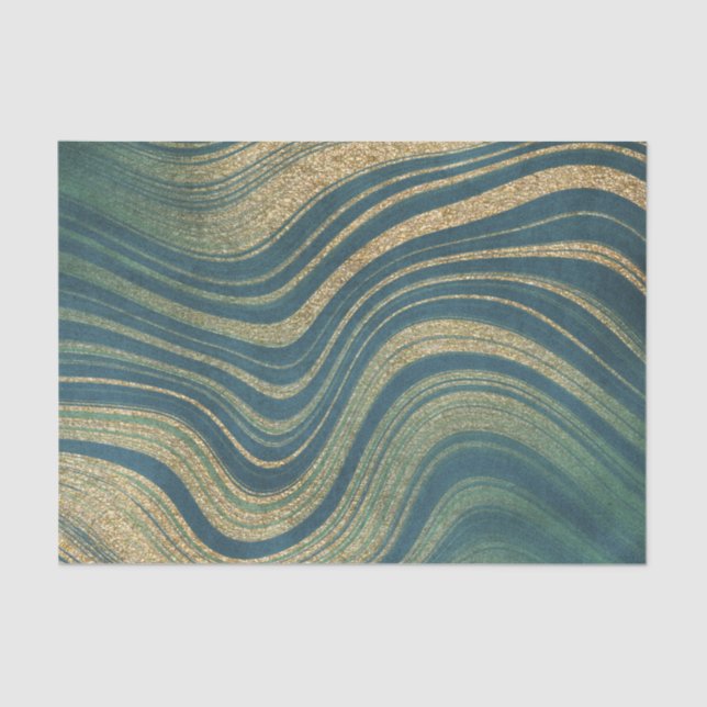 Papel De Seda Agar/mármol verde y dorado (Anverso)