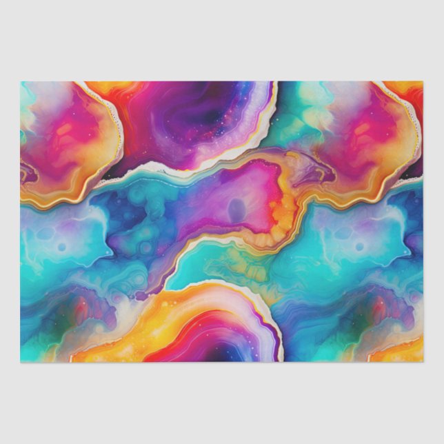 Papel De Seda Ágata Arcoíris | Patrón de Piedra Abstracta Vibran (Anverso)